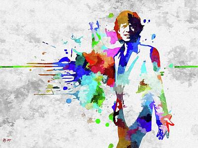 Actors Mixed Media - Jagger Colored Grunge by Daniel Janda