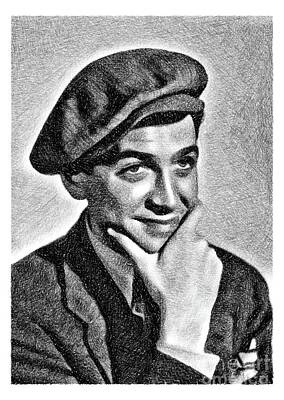 Celebrities Drawings - James Stewart, Vintage Actor by JS by Esoterica Art Agency