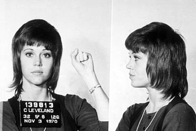 Celebrities Royalty-Free and Rights-Managed Images - Jane Fonda Mug Shot Horizontal by Tony Rubino