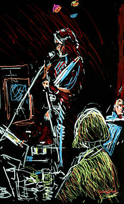 Jazz Painting Royalty Free Images - Jazz Corner Guitarist Royalty-Free Image by Candace Lovely