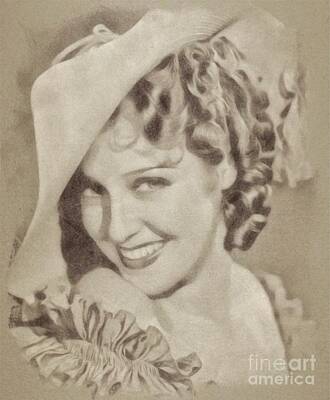 Musician Drawings - Jeannette MacDonald, Vintage Actress by John Springfield by Esoterica Art Agency