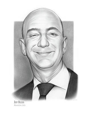 Landmarks Drawings - Jeff Bezos by Greg Joens