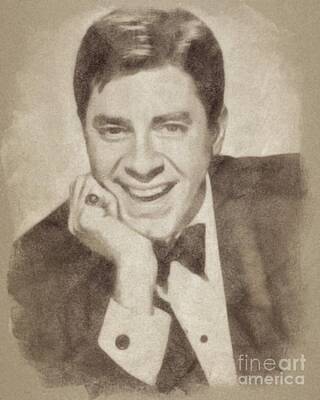Musicians Drawings Rights Managed Images - Jerry Lewis, Actor and Comedian Royalty-Free Image by Esoterica Art Agency