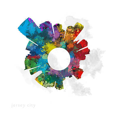 Abstract Skyline Royalty-Free and Rights-Managed Images - Jersey City Small World Cityscape Skyline Abstract by Jurq Studio