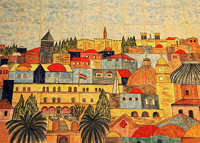Airplane Paintings Royalty Free Images - Jerusalem Tiles Royalty-Free Image by Munir Alawi
