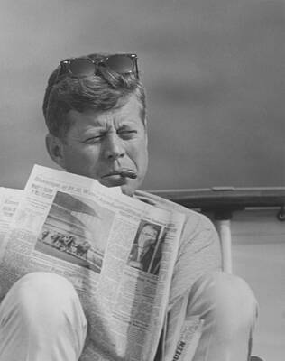 Landmarks Royalty Free Images - JFK Relaxing Outside Royalty-Free Image by War Is Hell Store