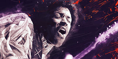 Musicians Digital Art - Jimi Hendrix by Afterdarkness