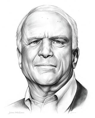Landmarks Drawings - John McCain by Greg Joens