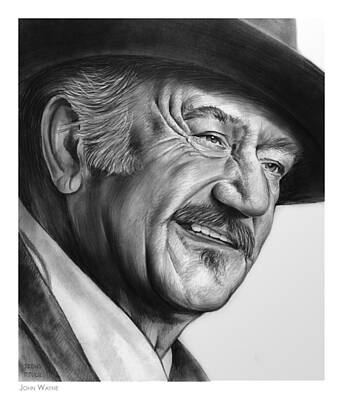 Celebrities Drawings - John Wayne by Greg Joens