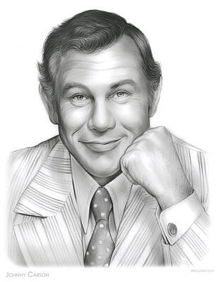 Musicians Drawings - Johnny Carson by Greg Joens