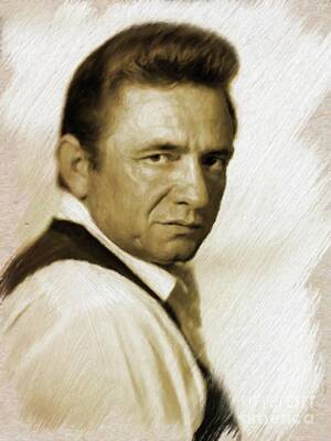 Musician Paintings - Johnny Cash by Esoterica Art Agency