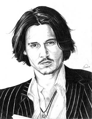 Celebrities Drawings - Johnny Depp Portrait by Alban Dizdari