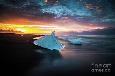 Mans Best Friend - Jokulsarlon Iceland Blue Ice Sunrise Serenity by Mike Reid