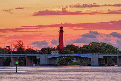 Caravaggio Rights Managed Images - Jupiter Inlet Lighthouse at Sunrise Royalty-Free Image by Claudia Domenig