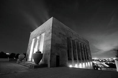 Jolly Old Saint Nick - Kansas City Liberty Memorial at Night Black and White by Gregory Ballos