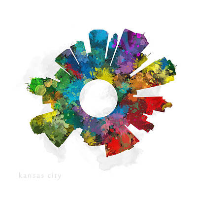 Abstract Skyline Royalty-Free and Rights-Managed Images - Kansas City Small World Cityscape Skyline Abstract by Jurq Studio