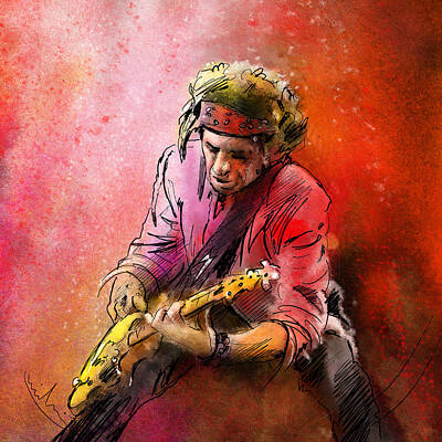 Musician Paintings - Keith Richards by Miki De Goodaboom