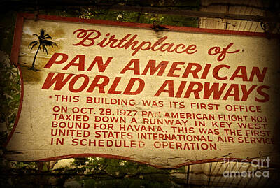 Landmarks Royalty-Free and Rights-Managed Images - Key West Florida - Pan American Airways Birthplace Sign by Lone Palm Studio