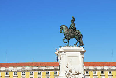 Colorful Abstract Animals -  King Jose and  Commerce Square  in Lisbon by Anastasy Yarmolovich