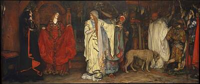 Cities Paintings - King Lear, Act I, Scene I, by Edwin Austin Abbey by Edwin Austin Abbey