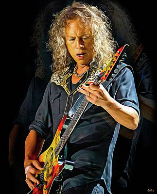 Musician Digital Art - Kirk Hammett, Metallica by Mal Bray