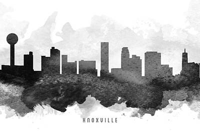Skylines Paintings - Knoxville Cityscape 11 by Aged Pixel