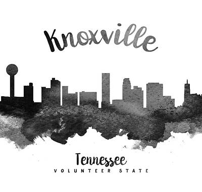 Skylines Paintings - Knoxville Tennessee Skyline 18 by Aged Pixel