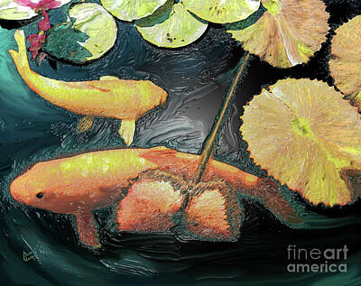 City Transit Chalkboard - Koi and water Lily pads by Bonnie Marie