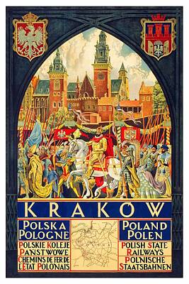 Fantasy Paintings - Krakow Poland - Vintage Travel Poster by Studio Grafiikka