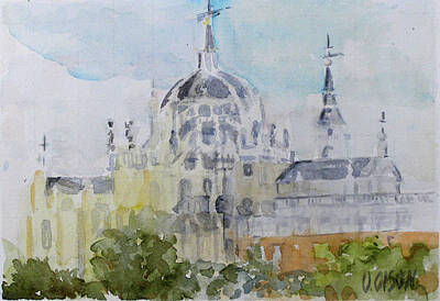 Cities Paintings - La Almudena Cathedral Madrid Spain 2015 by Victoria de los Angeles Olson