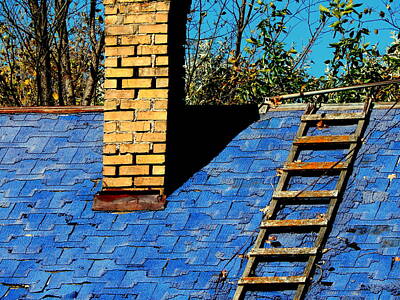 Surrealism Rights Managed Images - Ladder and Chimney Royalty-Free Image by Curtis Tilleraas