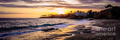 Vintage Magician Posters - Laguna Beach California Sunset Panorama Photo by Paul Velgos
