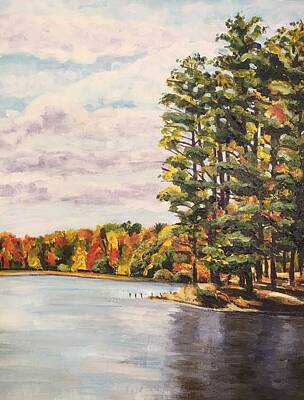 Skiing And Slopes - Lake Bray Autumn in Mt. Tom State Park by Richard Nowak