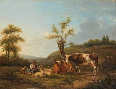 Anne Geddes Black And White - Landscape with Cattle near Darthuizen, Hendrik Stokvisch, 1814 by Hendrik Stokvisch