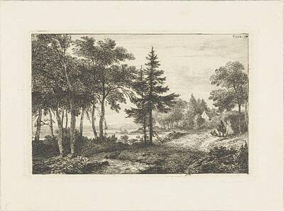 Keith Richards - Landscape with pine tree and rider, Pieter Casper Christ, c. 1860 - c. 1870 by Pieter Casper Christ