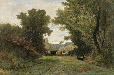  Painting - Landscape With Shepherd And Cattle by Gustave Castan