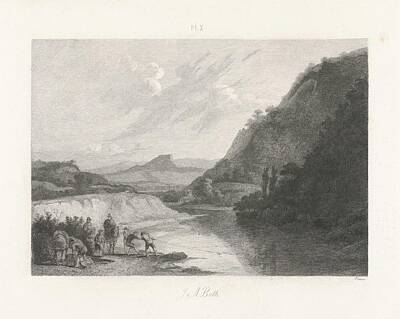Lucille Ball - Landscape with some figures near a river, Johann Wilhelm Kaiser I, after Jan Both, 1823 - 1900 by Jan Both