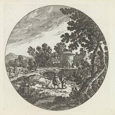 Frame Of Mind Royalty Free Images - Landscape with stone bridge and figures at a village, Cornelis Danckerts I, after Nicolas Perelle, Royalty-Free Image by Nicolas Perelle