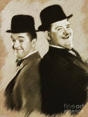 Musicians Royalty Free Images - Laurel and Hardy Royalty-Free Image by Esoterica Art Agency