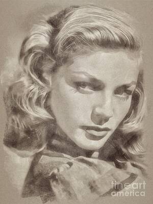 Cartoons Tees - Lauren Bacall Vintage Hollywood Actress by Esoterica Art Agency