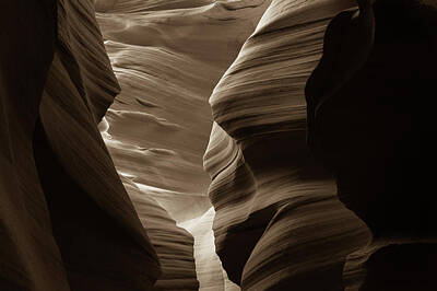 Abstract Landscape Photos - Layers of Simplicity - Antelope Canyon - Sepia - Arizona by Gregory Ballos