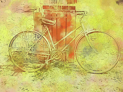 Vintage Automobiles - Leaning In Bicycle by Cathy Anderson