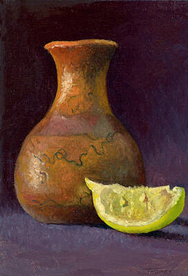 Still Life Paintings - Lemon and Horsehair Vase A First Meeting by Catherine Twomey