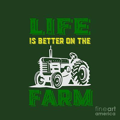 Black And White Rock And Roll Photographs - Life is better on the farm tee by Edward Fielding