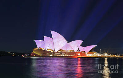 Vincent Van Gogh - Light beams project soft pastel colours onto Sydney Opera House by Leah-Anne Thompson