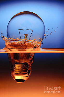 Modern Sophistication Minimalist Abstract - Light Bulb And Splash Water by Setsiri Silapasuwanchai