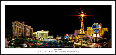 Paris Skyline Royalty-Free and Rights-Managed Images - Lighting Up Vegas Poster Print by Az Jackson