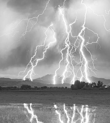 Best Sellers - James Bo Insogna Photo Rights Managed Images - Lightning Striking Longs Peak Foothills 4CBW Royalty-Free Image by James BO Insogna