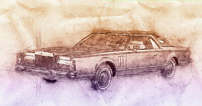Transportation Mixed Media - Lincoln Continental Mark V 2- 1977 - Automotive Art - Car Posters by Studio Grafiikka