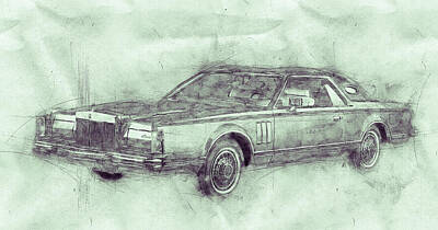 Transportation Mixed Media - Lincoln Continental Mark V 3 - 1977 - Automotive Art - Car Posters by Studio Grafiikka
